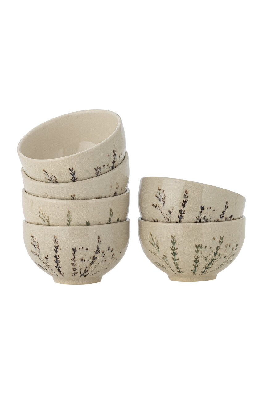 Set 6 boluri, Bloomingville, Bea, 11.5x6.5 cm, 300 ml, ceramica, natural - imagine 4
